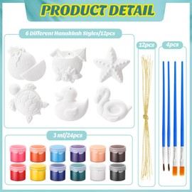 Suzile 40 Pcs DIY Painting Gifts Arts and Crafts Painting Kit Includes Paint Own Plaster Stones with Paints Brushes, Plaster Drawing Kits for Holiday DIY Activities Gifts