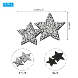 PATIKIL Double Star Rhinestone Patches, 2 Pcs Double Star Shape Sew on Applique Patches Rhinestone Applique Glitter Crystal Patches for Shoes Clothes Pants Bags, Silver