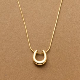 Cream Dot Necklace, Women's, Popular, Stainless Steel, Surgical Stainless Steel, Short Snake Chain, U-Shape, U-Shaped, Horseshoe, Plush, Metal, Stainless Steel