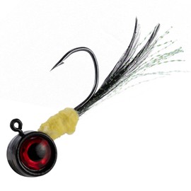 Dr.Fish 10 Pack Crappie Jig Marabou Jig Hand-Tied Freshwater Ball Fishing Jig Hooks Sickle Hook Bass Trout Panfish Bluegill Walleye Black 1/16oz