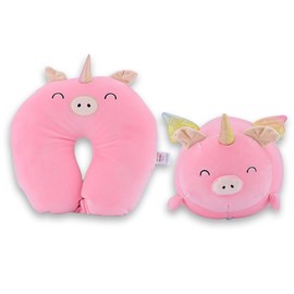 #sbabam Travel Pets Kids 2 in 1 Plush Maxi Version Convertible Neck Pillow for Sleeping Plush Unicorn for Airplane Car
