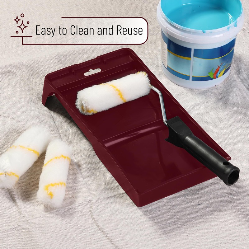 Bates Paint Tray Set - 5pcs, 4-Inch Roller Kit, Small