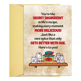 GROWTHMAGIC Funny Birthday Card - Heartwarming Happy Birthday Card for Dad Mom Grandpa Grandma, Secret You Special Spice-Themed Greeting Card with Golden Envelope