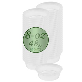 PARTY BARGAINS 32 oz. Deli Containers with Lids - [24 Count] Round Clear Food Storage Plastic Containers, Microwavable, BPA-Free, Leak-proof Takeout Container for Meal Prep