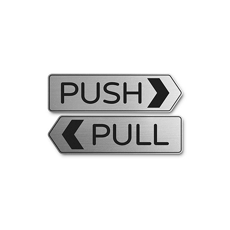 Designer Push Pull Door Sign - Brushed Silver (Small)