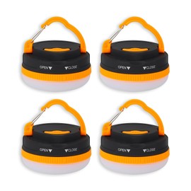 Portable LED Camping Lantern, Collapsible with Carabiner Hook in Eye-Catching Black and Orange – Your Go-to Gear for Nighttime Fun! Adventure Ready！ (AAA-4)