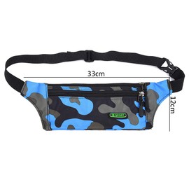 NRVTRE Boys Girls Kids Comouflage Fanny Pack Travel Bum Bag Money Waist Belt Walking Holiday Pouch (Blue)