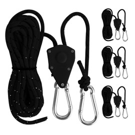 Creechwa Guy ropes with rope tensioner, 4 pieces, 13 ft 4 m, guy rope 4 mm, reflective guy ropes rope, easy to use and durable, adjustable tension ropes for awning with hooks