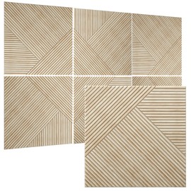 TO-TH Acoustic Panels for Wall and Ceiling - 6 Pack 24'x24'x0.4,Self-Adhesive 3D UV Printing Decorative Wall Panels with Wood Look,Rustic Oak