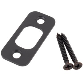Round Corner Deadbolt Strike Plate, 1" x 2-1/4", 1-5/8" Center-to-Center, Matte Black by Stone Harbor Hardware