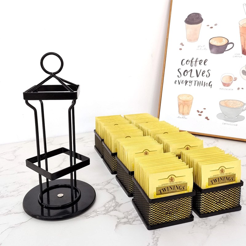 ST-BEST-P Tea Bag Organizer Coffee Holder Storage Spinning Carousel Basket