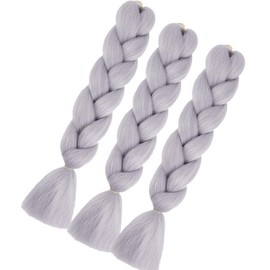 Braids Extensions, Pack of 3, Jumbo Braid Extensions, 24 Inches, Ombre Braiding Hair, Synthetic Hair for Braiding for Crochet Twist Braiding Hair, A39 Grey