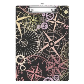 Mechanical Compass Clipboard, Decorative Clip Board A4 Standard Size 8.5" x 12.5" for Nurses, Students, Office, Cute Plastic Clipboards.