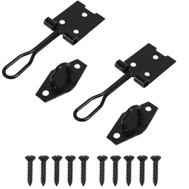 Sisi UK Wire Hasp and Staple 100mm (4inch) Black Heavy Duty Stainless Steel Wire Hasp and Staple Door Latch Lock for Cupboard Hutches Cages Sheds with Fixing Screws Pack of 2