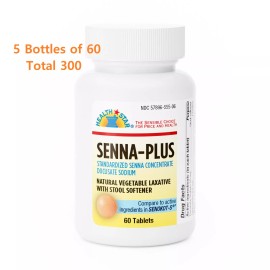 Senna Plus Stool Softener Senna Plus Tablet Geri-Care 455-06-HST, 5 Bottles of 60, 300 Tabs