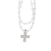 Chunky Pearl Cross Necklace for Women Trendy Gold Statement Necklace
