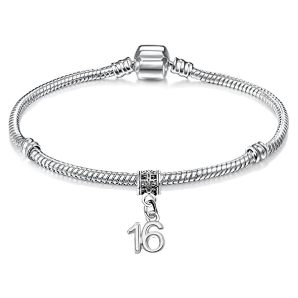 Girls 16th Birthday Silver Plated Starter Charm Bracelet with Gift