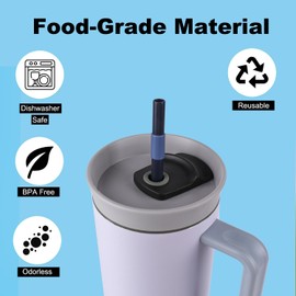 Replacement Straws for Owala 40 oz Tumbler - Include 6 Pack Straws and 1 Pack Cleaning Brush (Dark blue)