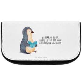 Mr. & Mrs. Panda Penguin Book Cosmetic Bag, White, Hand Drawn