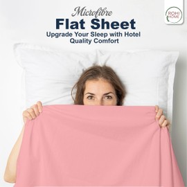 Rohi Microfibre Super King Flat Sheet Pink – Comfy Soft & Breathable Flat Bed Sheet – Anti Allergy & Durable Top Sheets for Hotels, Bedrooms & Guest Rooms – Easy Care Layer Sheet (Pink, 255 x 290cm)