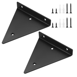 Pack of 2 Floating Shelf Brackets (14 cm x 13 cm), Invisible Triangle Wall Brackets, Hidden Wall Shelf Brackets, Wall Mounting, Robust Metal Wall Brackets for Storage Shelf, Bookshelf