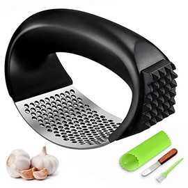 Garlic Press, Upgrade Garlic Mincer Stainless Steel Garlic Press Rocker, Professional Kitchen Gadget with Ergonomic Handleï¼Garlic Peeler