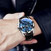 OLEVS Blue Quartz Watches for Men Big Dial Analog Chronograph