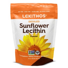 Lekithos Deoiled Sunflower Lecithin Powder 16oz, Daily Lecithin Supplement for Cooking, Baking & Gummies,1760mg Phosphatidyl Choline Supplement - Great for Clogged Milk Ducts! 65 Servings, Non-GMO