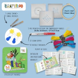 CRAFTILOO Embroidery Kit for Beginners Cross Stitch Kits for Beginners Needlepoint Kits for Adults Embroidery Kits for Adults Cross Stitch kit Beginner Embroidery kit for Adults Cat