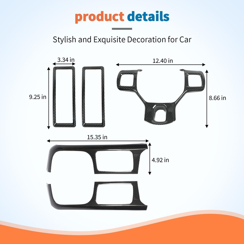 JeCar 5pcs Carbon Fiber Interior Trim Kit for 2012-2017 Dodge