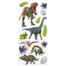 Playhouse Soft Puffy 14-Piece Sticker Sheet for Crafts, Trading & Collecting - Dinosaur World