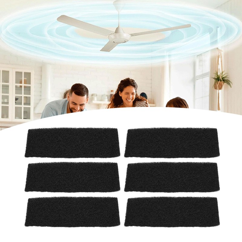 6PCS Ceiling Fan Filter Self Adhesive Activated Carbon Cotton Elliptical
