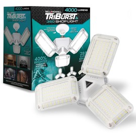 TRIBURST SHOPLIGHT PRO 360 LED Garage Lights - LED Light Bulb - Aluminum - 4000 Lumens & 40 Watts, 3 Brightness Mode, Adjustable Triple Panel for Indoors - Bedroom, Attic, Closet - As Seen On TV