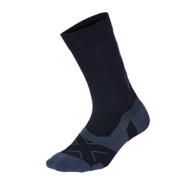 2XU Unisex Vect Crew Socks - Moisture-Wicking, Breathable, and Supportive Athletic Socks - Black/Titanium - Size Medium