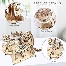 3D Wooden Puzzle Marble Run Trackball Model Construction Kit, 3D Puzzle Wood, 3D Model Kit Adults, Wooden Kit DIY Model Making Craft Set Wooden Marble Run for Children and Adults
