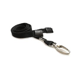 Black Lanyard Neck Strap Lanyards with Metal Lobster Clip and Safety Breakway for ID Card Holder (1x Lanyard)