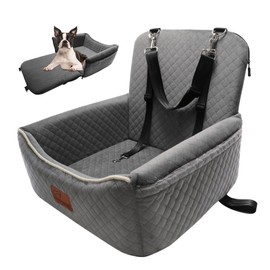 Dog Car Seat Bed 2 in 1 for Small/Medium Dogs up to 35 lbs,Adjustable Safety Leashes,Memory Foam with Soft Fabric Pets Travel Car Bed,Easily Installed in Front and Back seat,Removable and Washable.
