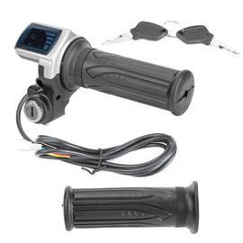 Acouto Kit de manija de acelerador de bicicleta eléctrica de 36 V, acelerador de medio con indicador de encendido LED, bloqueo de llave para bicicletas eléctricas