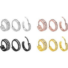 FILANGO 1 Pair of Titanium Ear Clicker Hoop Earrings Crystals Ear Jewellery Choice of Colours and Sizes, Titanium (Grade 23)