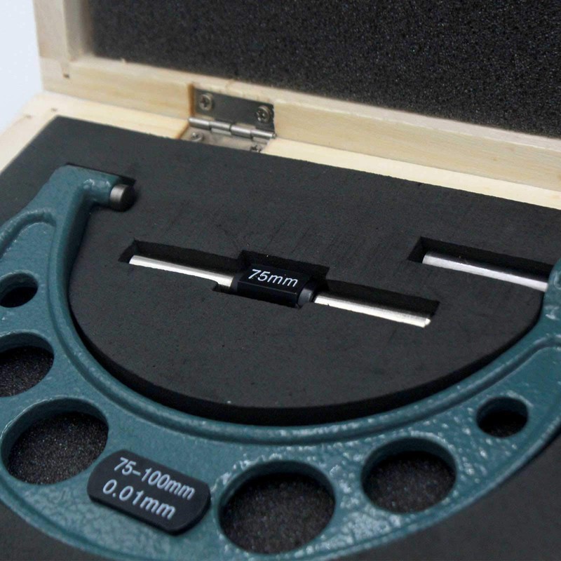 Premium Outside Micrometer Set 0-100mm/0.01mm Precision Machinist Tool w/Carbide Tips