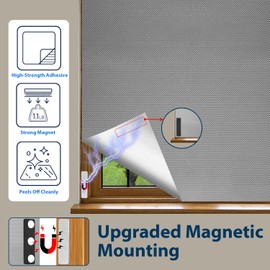 Blackout Blind,No Drill Installation with 12-Pair Strong Magnets,Temporary Light Blocking Shade for Bedroom/Nursery/Skylight/Travel,Portable Window Film-Gray