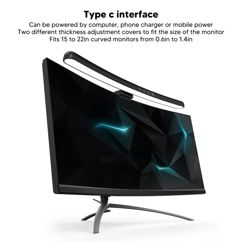 Curved Computer Monitor Light Bar, Display RGB Bend Dimmable Screenbar