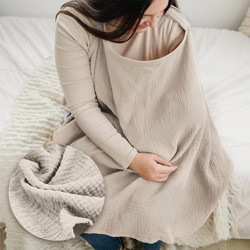 SULIUDAJI Nursing Cover for On the Go, Muslin Nursing Cover
