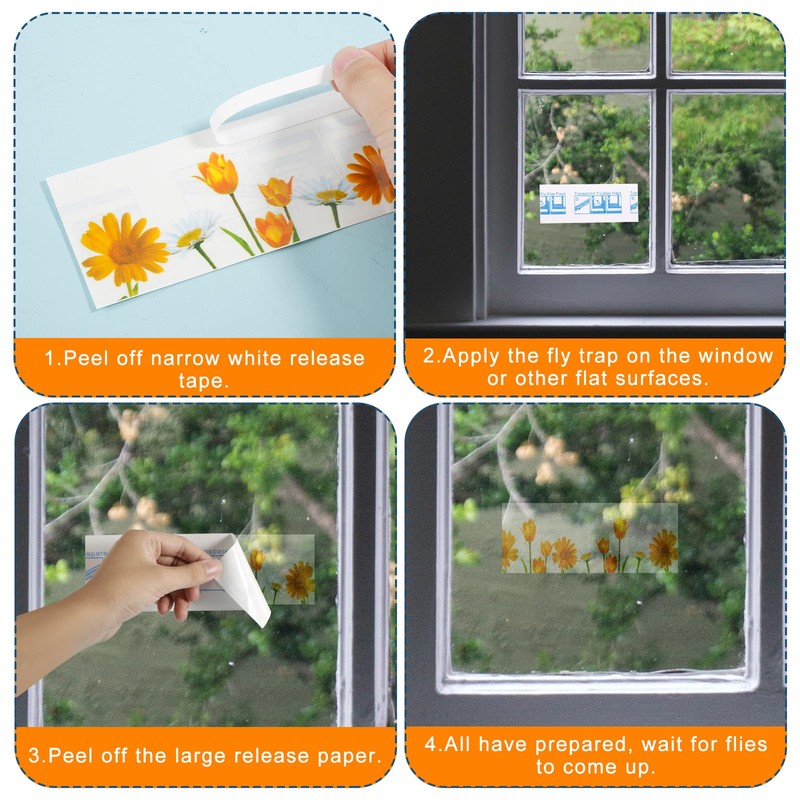 24pcs Window Fly Traps Sticker for Indoors, Transparent Fly Glue