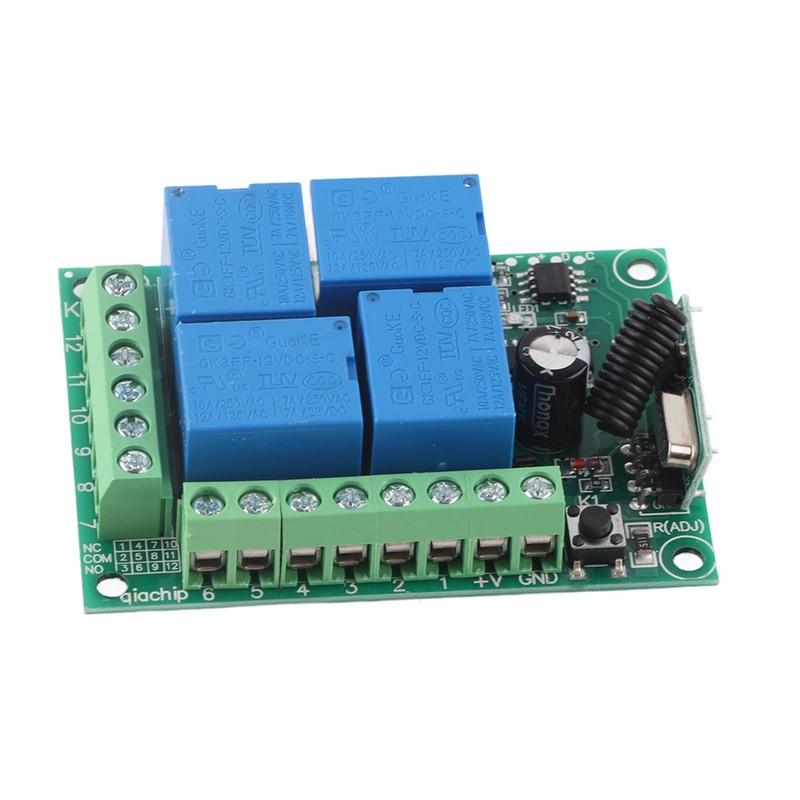 DC12V 4‑CH 433MHZ Wireless Garage Doors Control Switch Receiver Board
