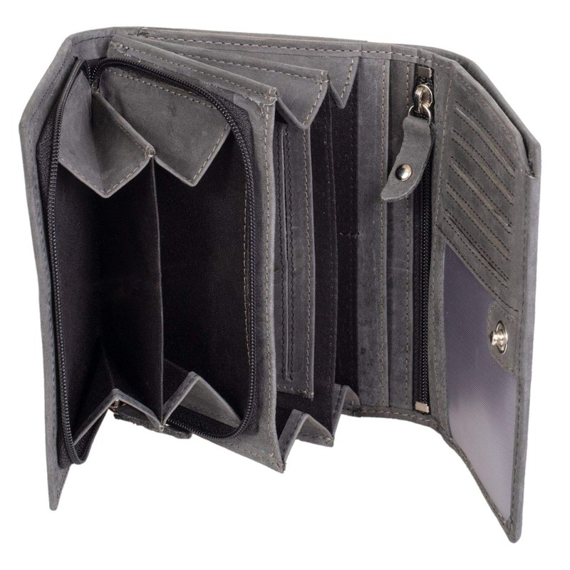 Women's Genuine Leather Wallet with 1 Note Compartment, Double Coin