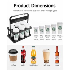 drink carrier for delivery drink holder carrier with handle reusable drink holder bag drink carrier bag cup car carriers for hot or cold food travel delivery driver essentials Coole insulated black