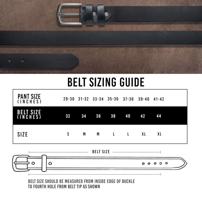 Latocco Leather Belts for Men, Black, 38