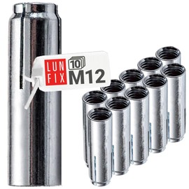 M12 Drop In Anchors, Set of 10, Heavy Duty Anchors, Steel Dowels, Galvanised