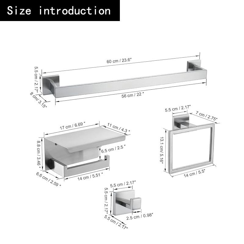 COUOBO 10 Pack Brushed Finish Bathroom Hardware Set - SUS304